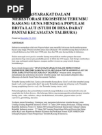 Download Upaya Masyarakat Dalam Merestorasi Ekosistem Terumbu Karang Guna Menjaga Populasi Biota Laut by Putra Lubis SN95824571 doc pdf