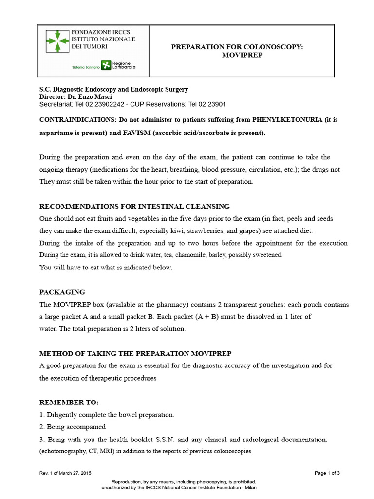 Colonoscopy Prep Guide: MoviPrep Instructions | PDF | Colonoscopy ...