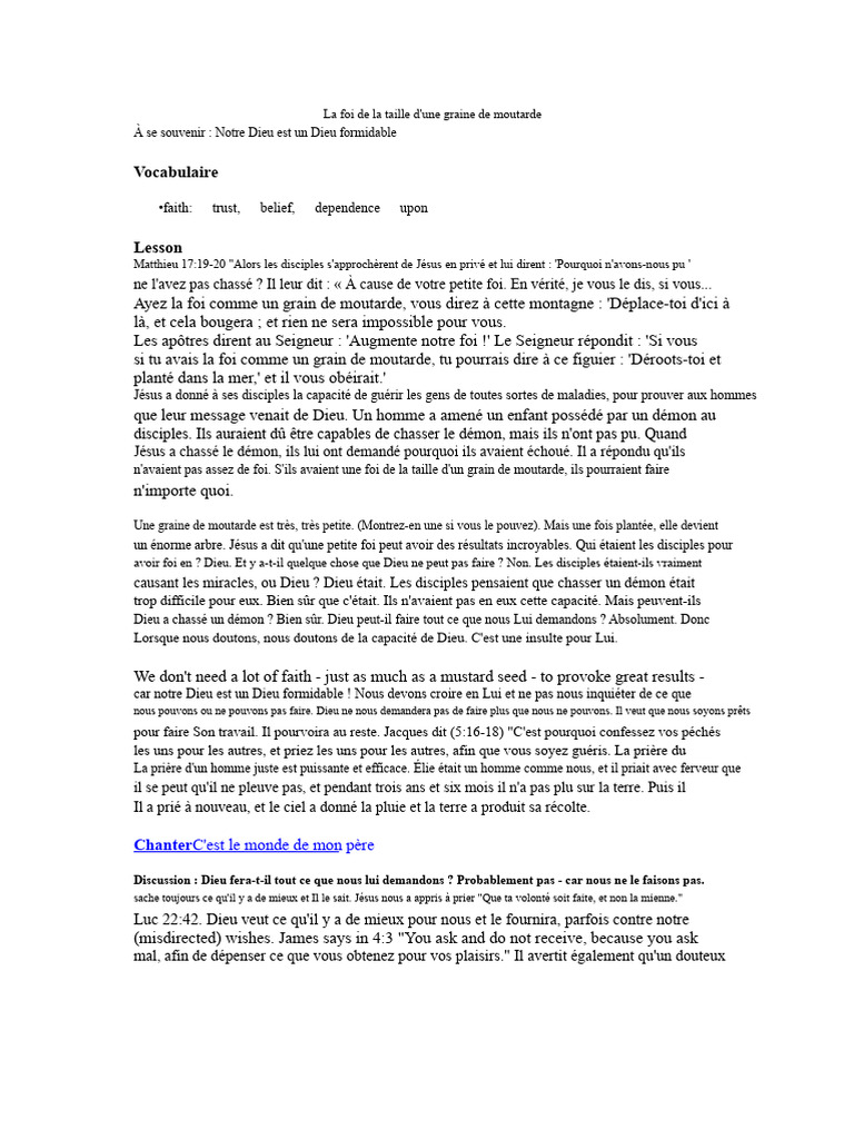 Foi de moutarde : puissance divine expliquée | PDF | Dieu | Foi