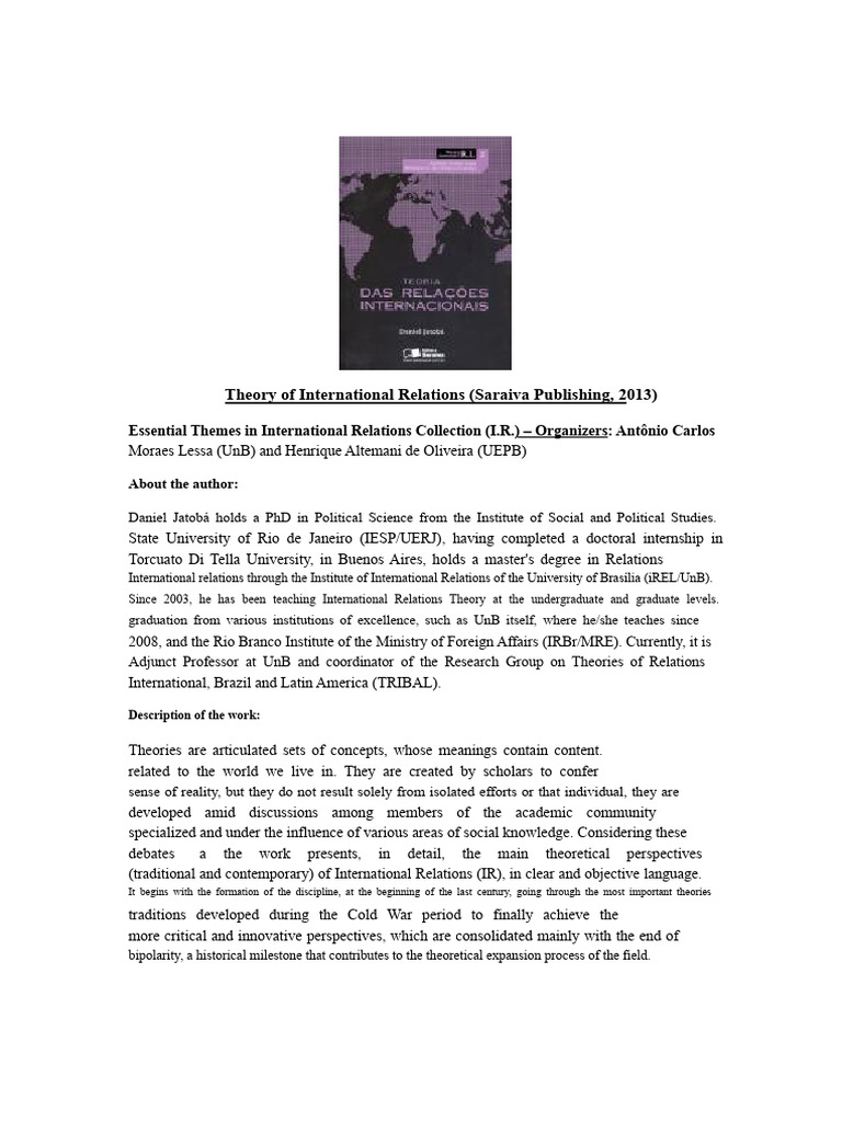 BOOK - Theory of International Relations (Daniel Jatoba) | PDF