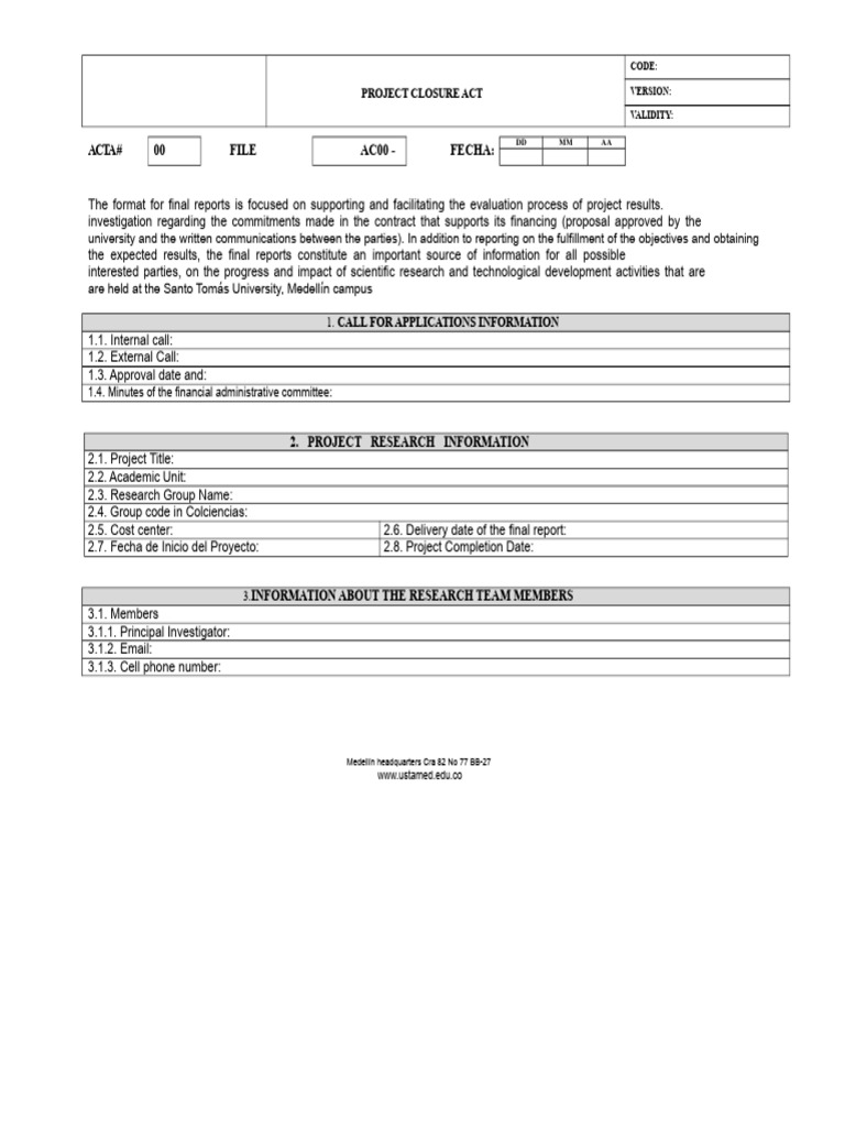 Project Closure Report Template | PDF | Books | Bibliography