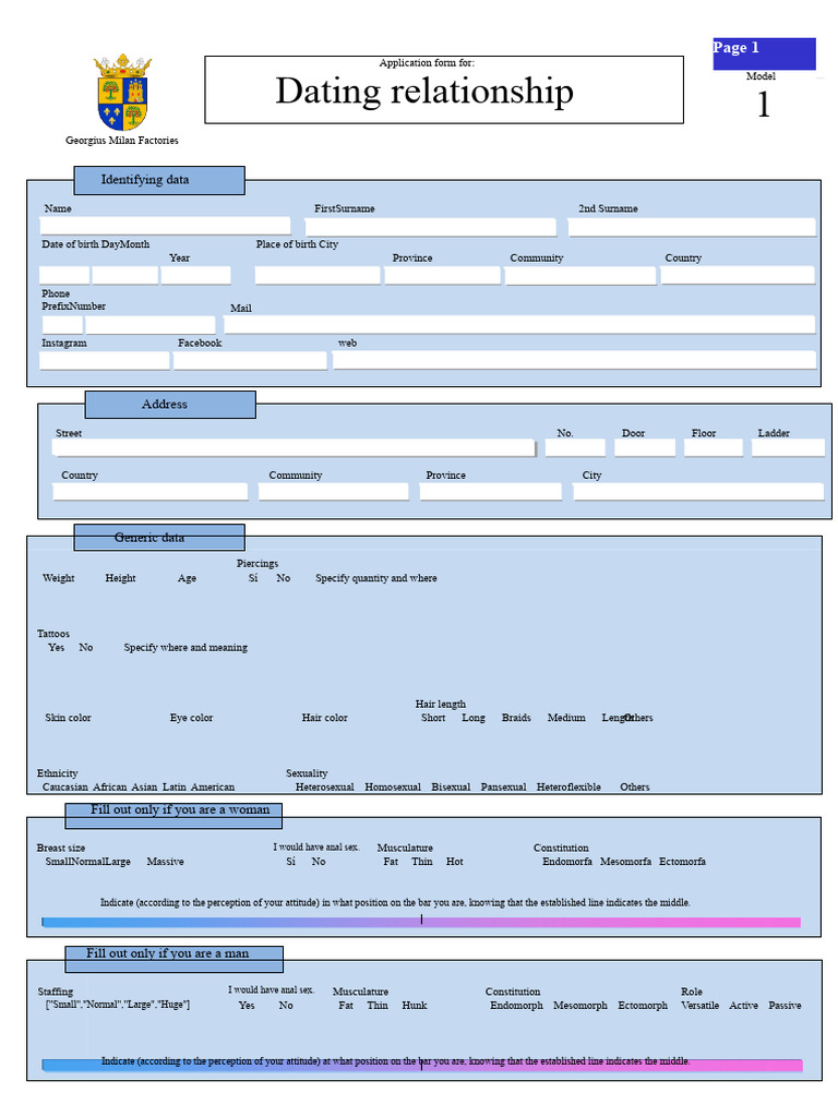 Model Dating Relationship Application Form | PDF | Sexual Orientation ...