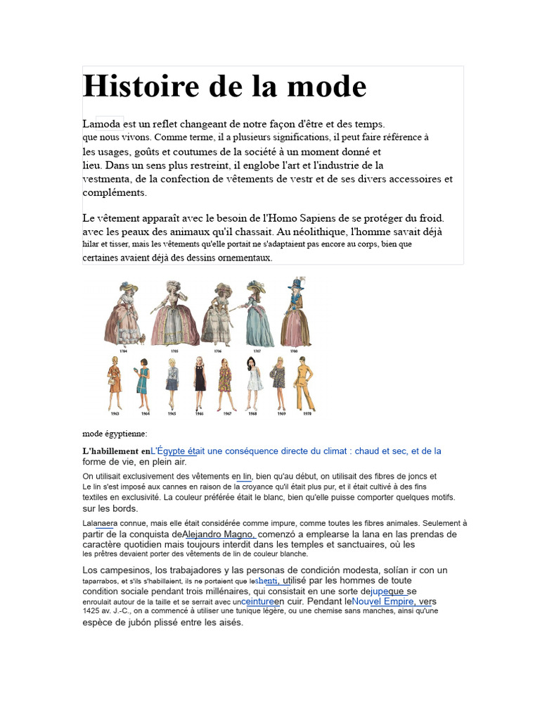 Évolution de la mode à travers l'histoire | PDF | Vêtements | Mode