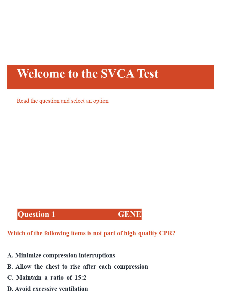 SVCA CPR Test Questions and Answers | PDF | Cardiopulmonary ...