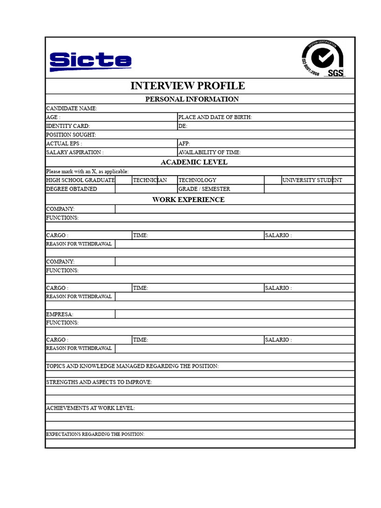 Interview Profile Format | PDF