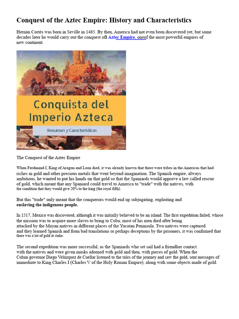 Aztec Empire Conquest: Cortés' Strategy | PDF | Hernán Cortés | Spanish ...