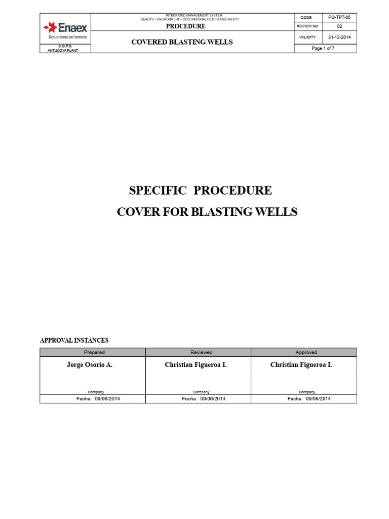 PO-TPT-05 Blasting Well Cover | PDF | Occupational Safety And Health ...