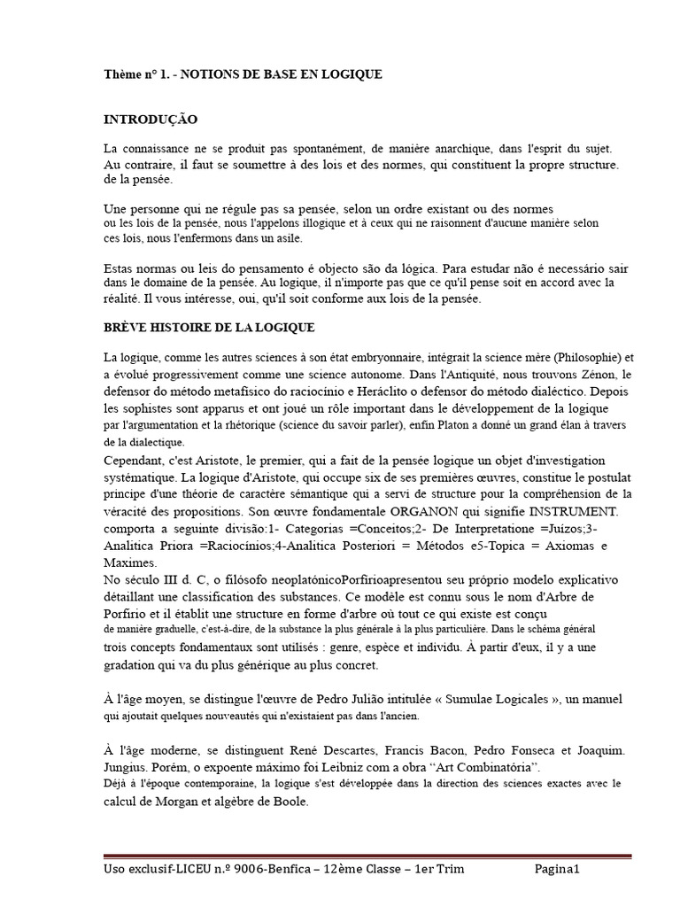 Notions de base en logique et principes | PDF | Logique | Sujet (Grammaire)