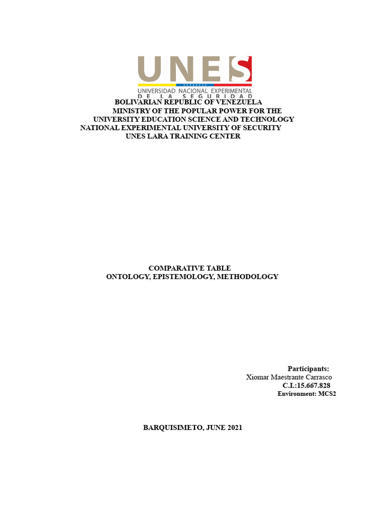 Comparative Table | PDF | Ontology | Epistemology