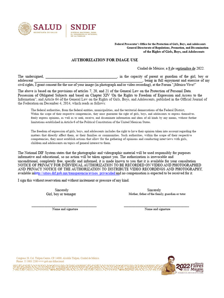 Authorization Letter For Use of Image of Minors | PDF | Rights | Government