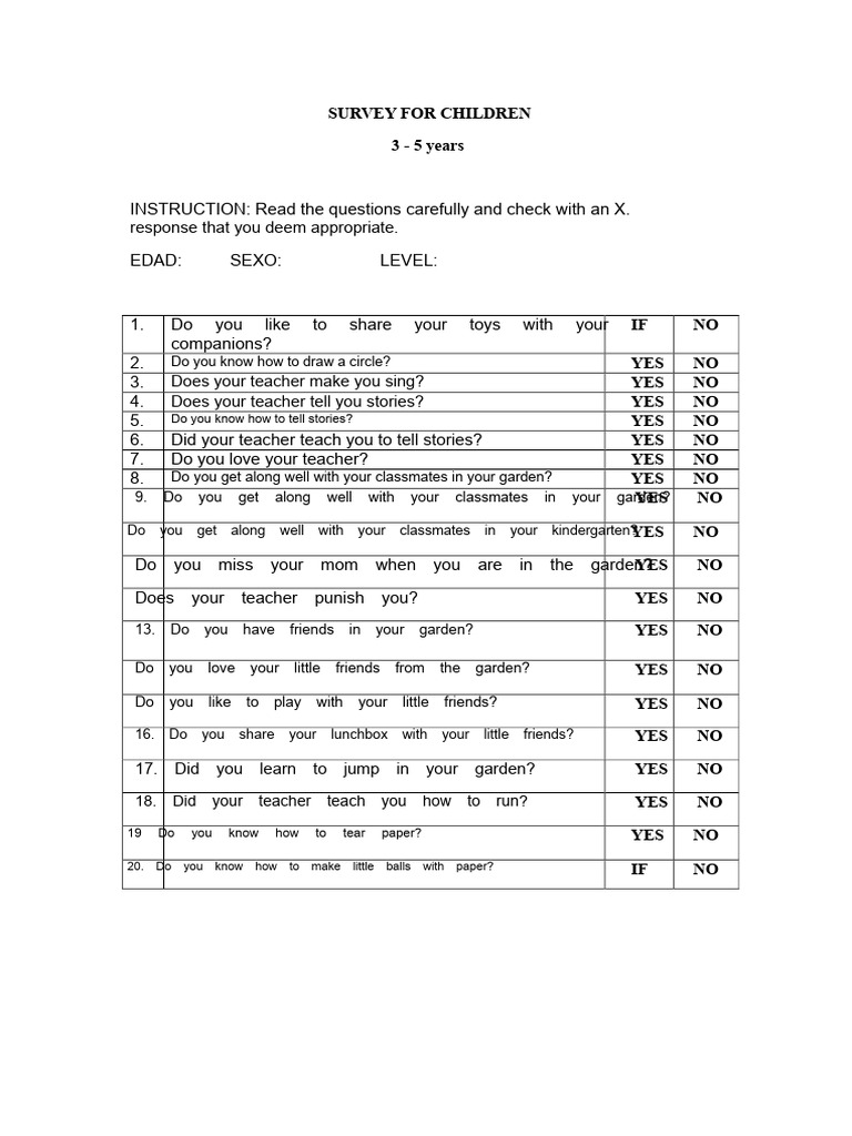 Children's Survey: Social Skills & Activities | PDF | Chess | Chess Theory