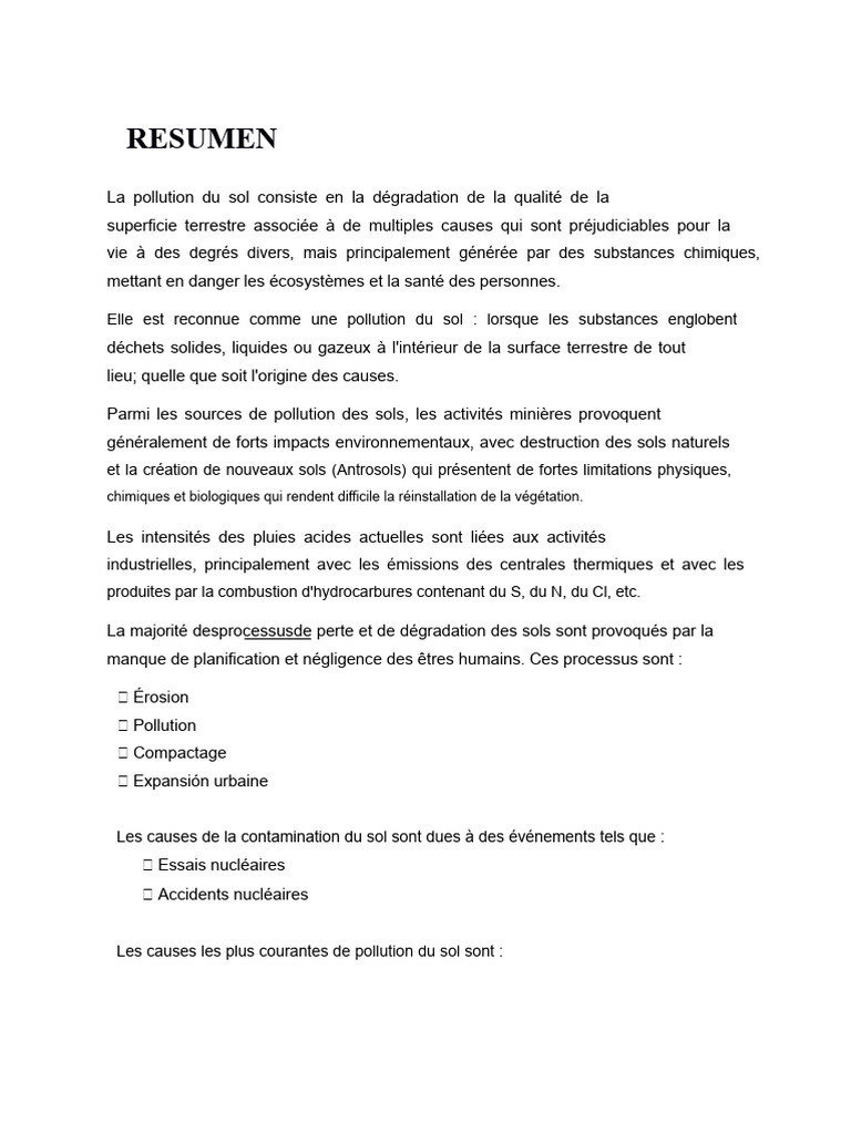 Pollution du sol : causes et conséquences | PDF | la pollution | Sol ...