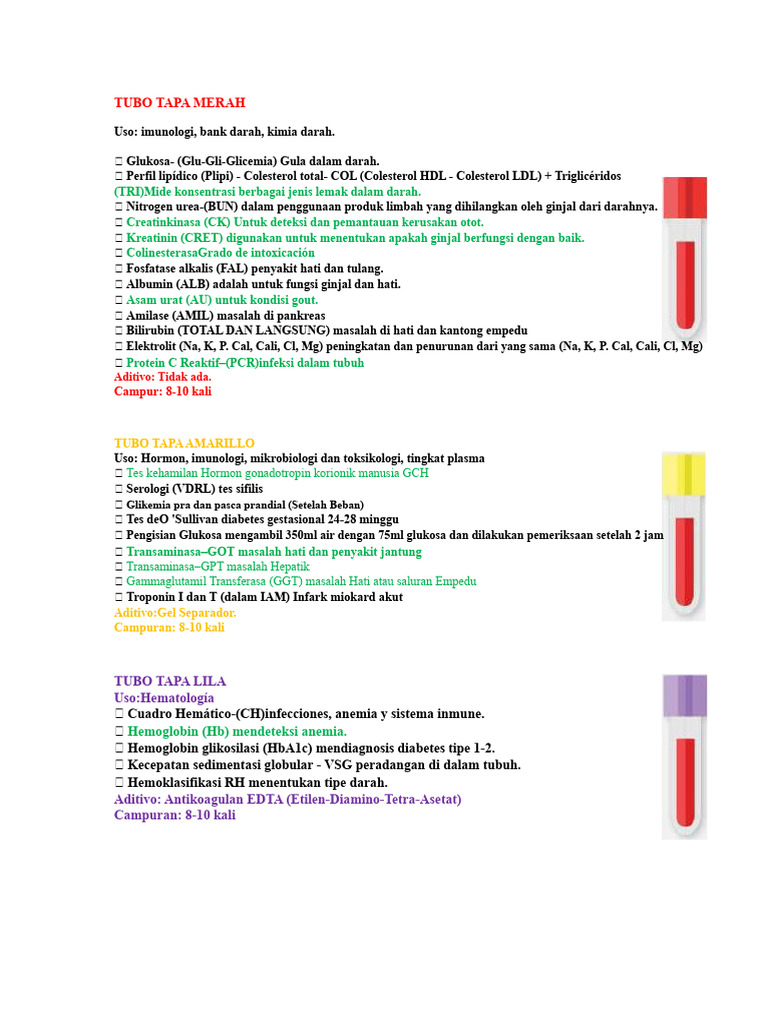 Panduan Penggunaan Tabung Darah Medis | PDF