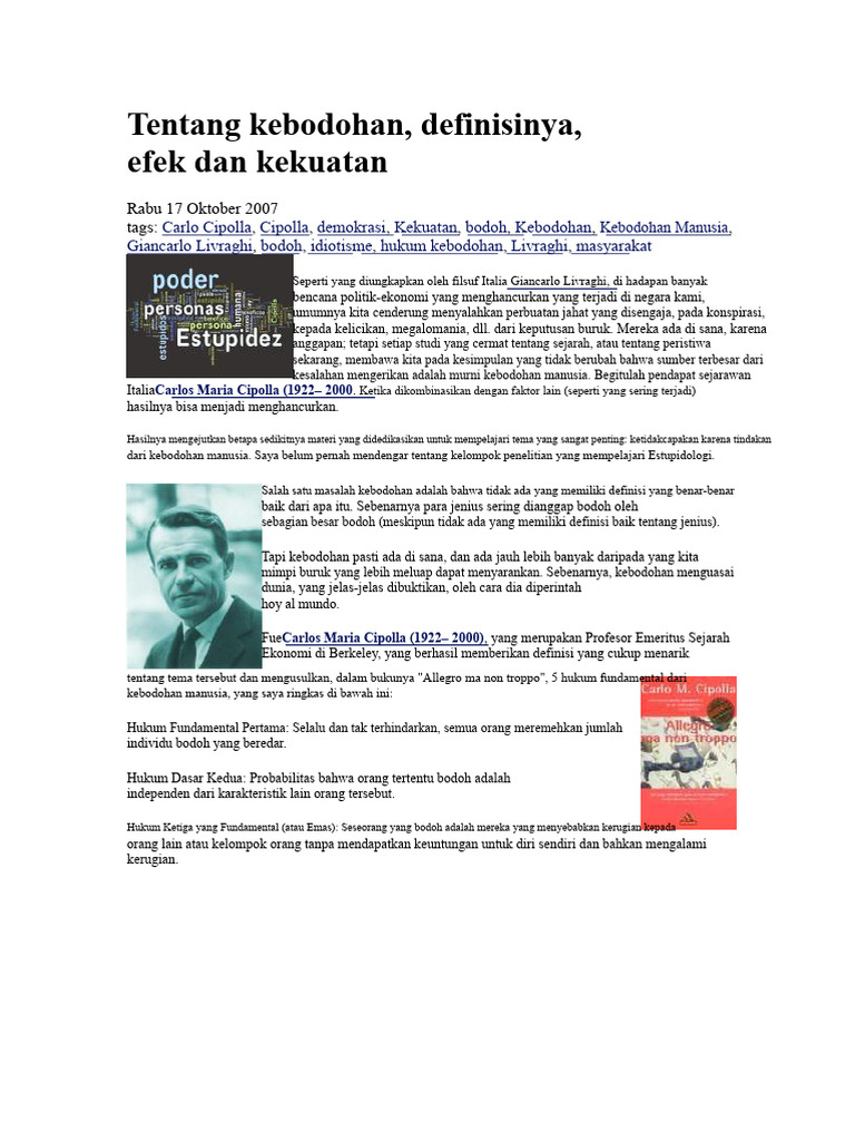 Hukum Kebodohan Manusia Cipolla | PDF