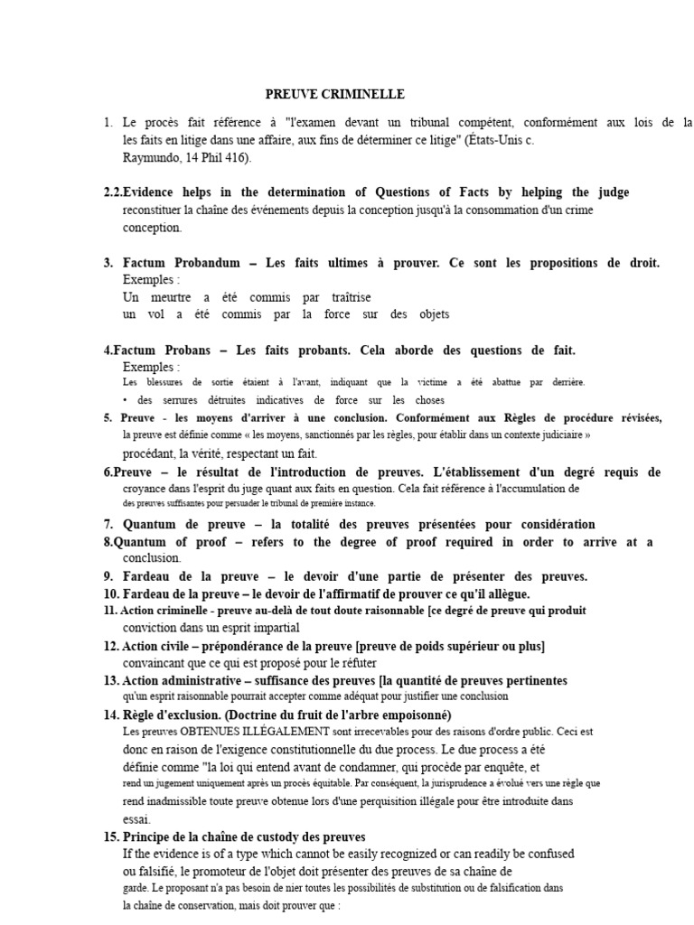 Guide sur la Preuve Criminelle | PDF | Crimes | Crime et violence