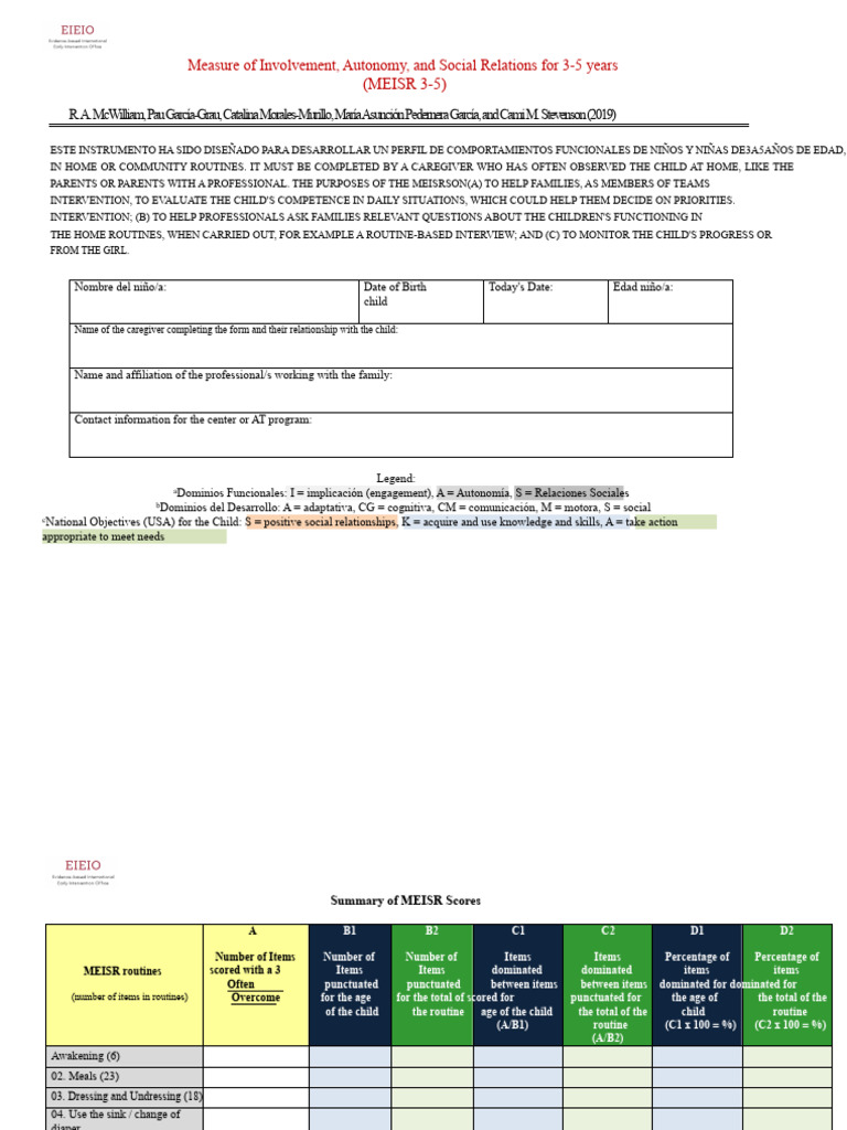 MEISR 3-5: Child Behavior Assessment Tool | PDF