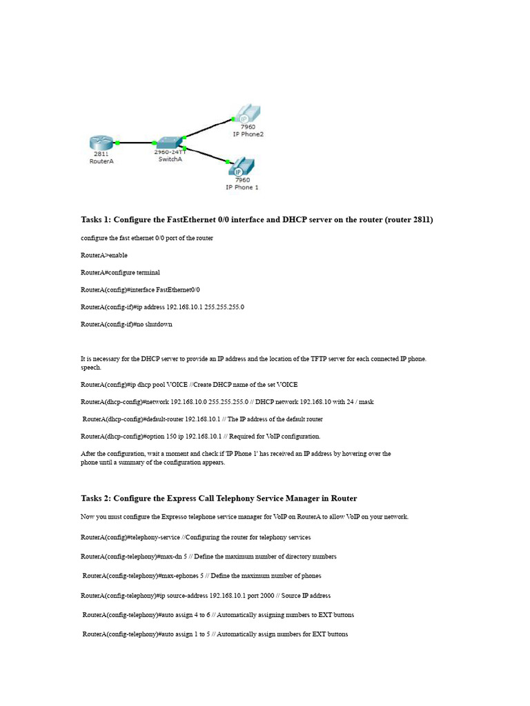 Simple VOIP Network Config. Command Terminal | PDF | Router (Computing ...