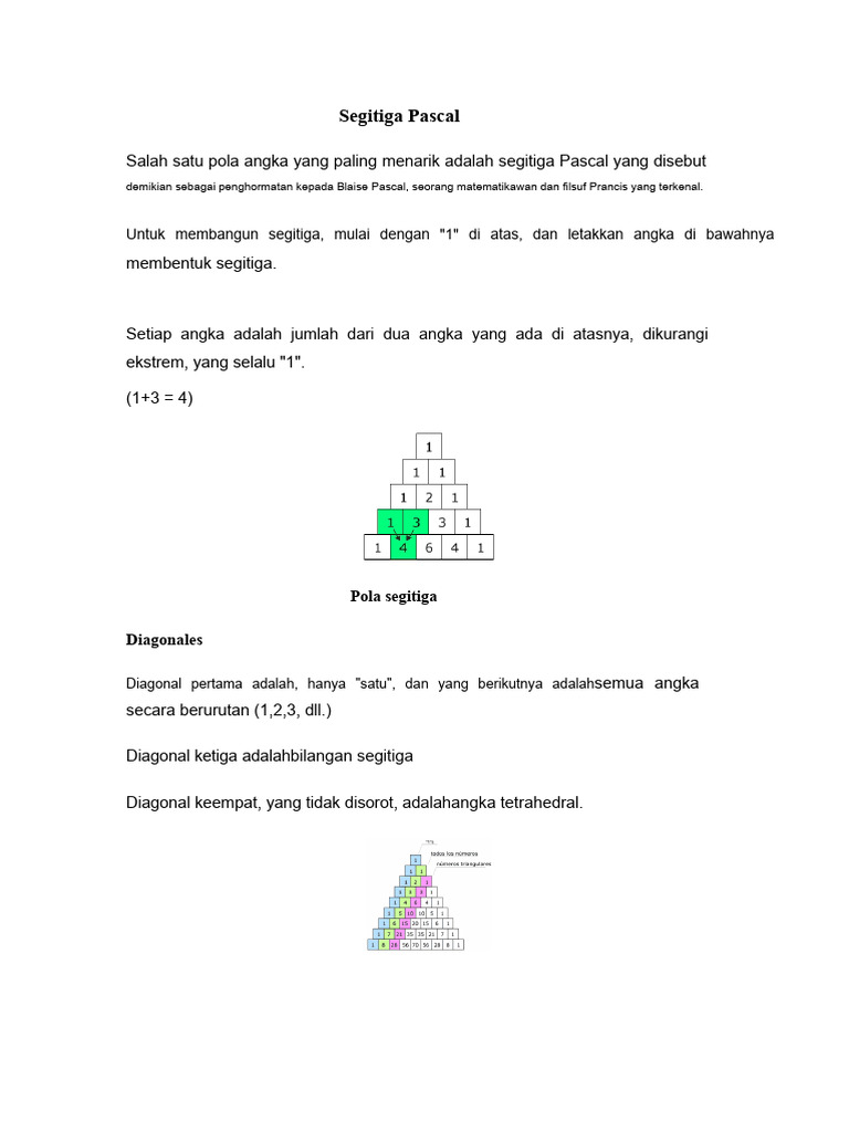 Segitiga Pascal: Pola dan Aplikasi Matematis | PDF