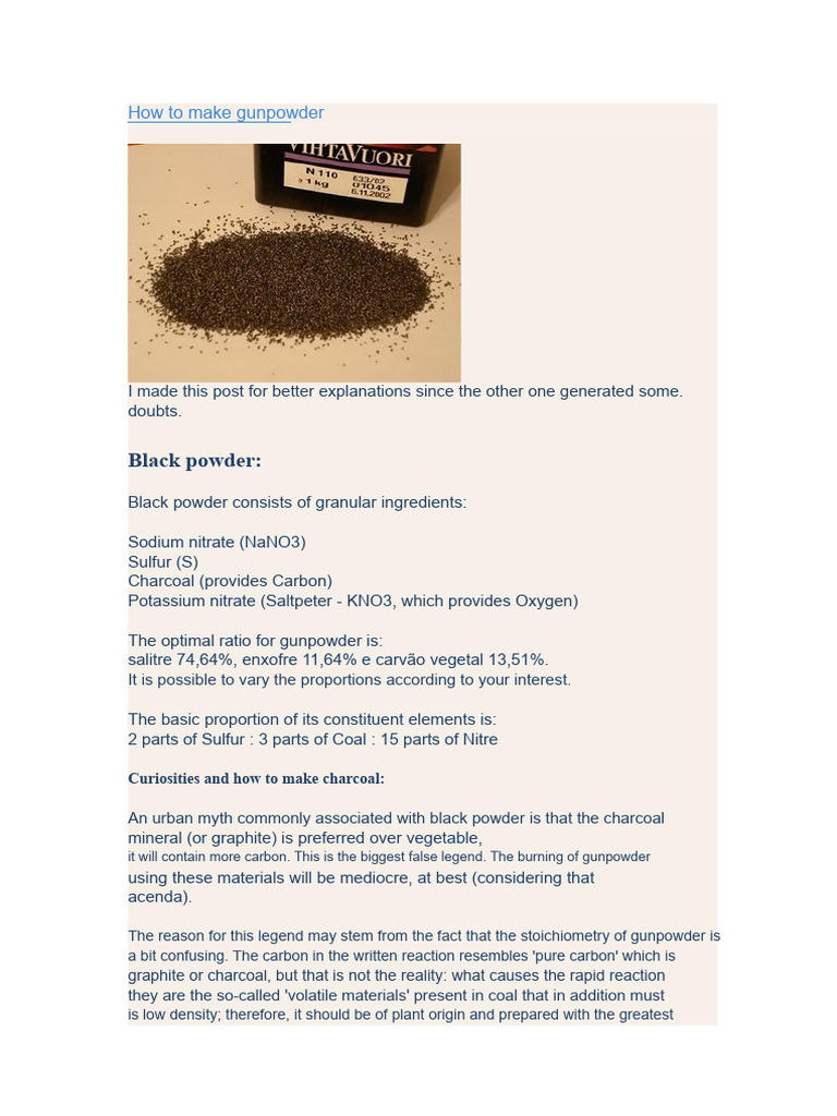 How To Make Gunpowder | PDF | Gunpowder | Charcoal