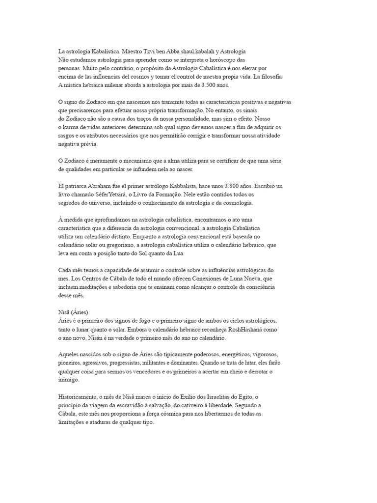 Astrologia Cabalística: Signos e Energia | PDF | Signo do zodíaco ...