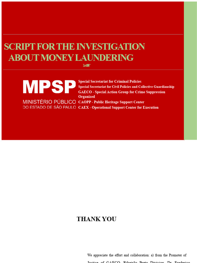 Money Laundering Investigation Guidelines | PDF | Credit Card | Crimes