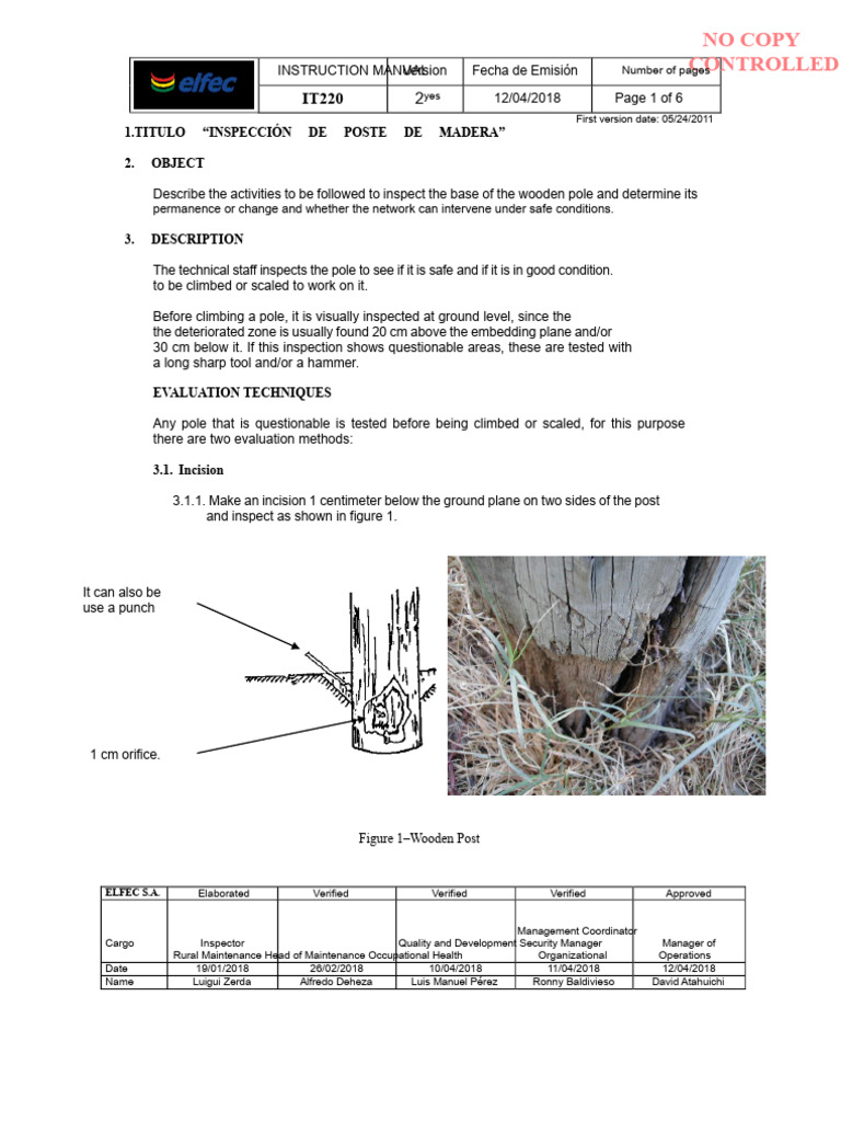 Wooden Pole Inspection Guidelines | PDF | Occupational Safety And Health