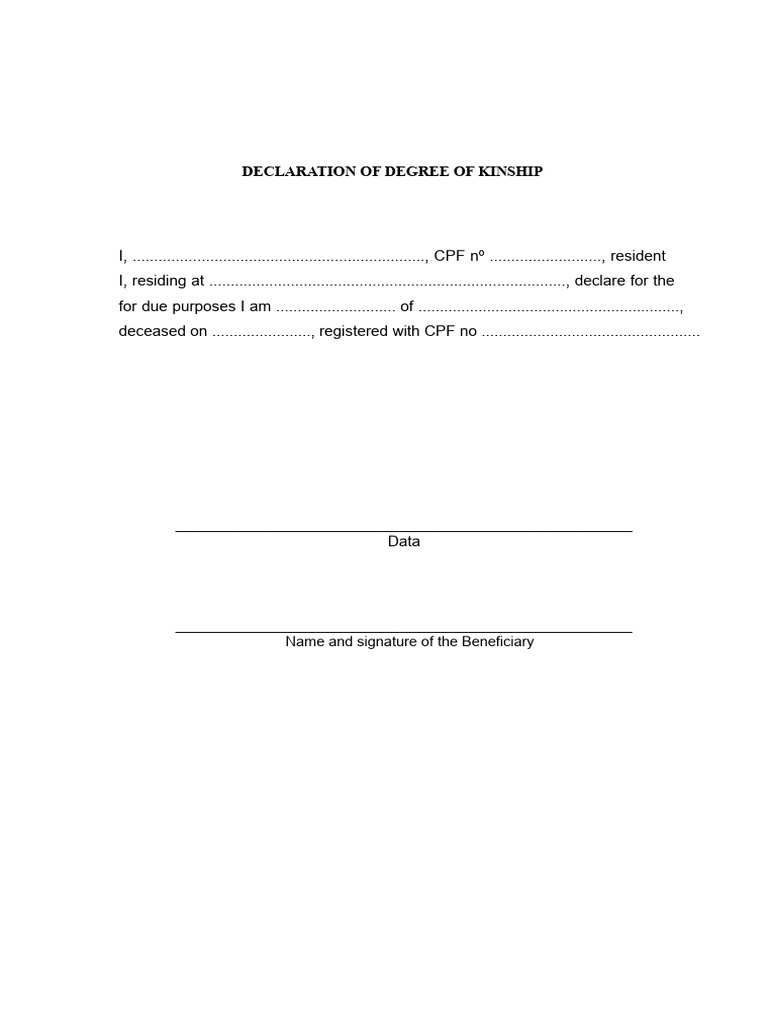 Degree of Kinship Declaration Form | PDF