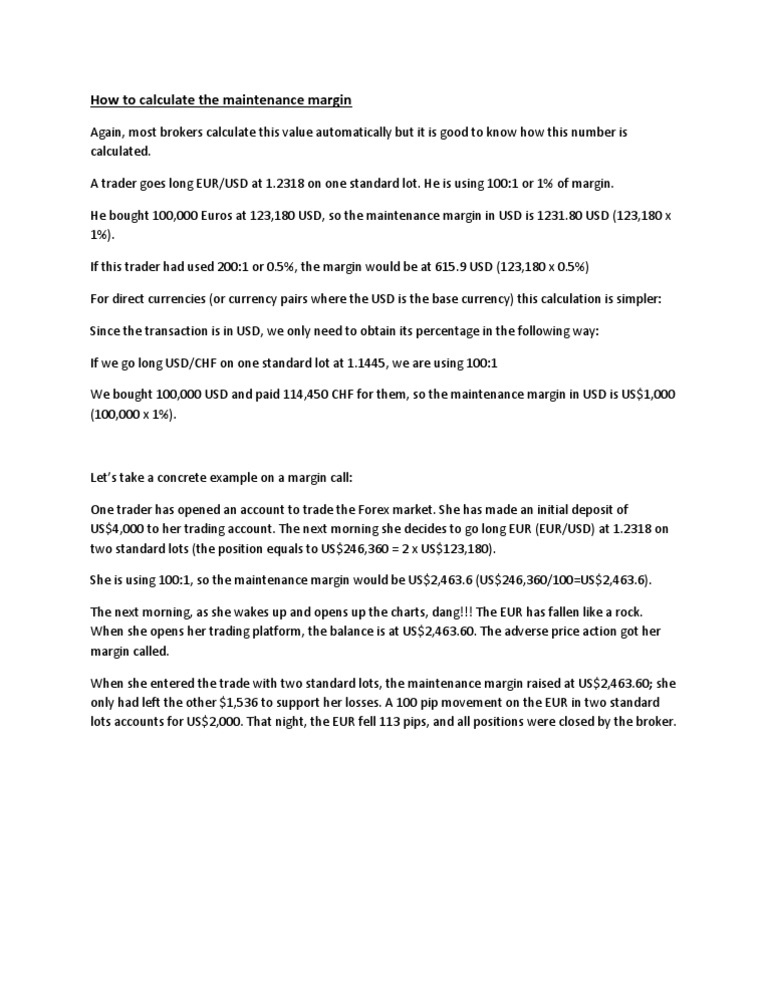 Calculating Forex Maintenance Margin | PDF | Teaching Methods & Materials