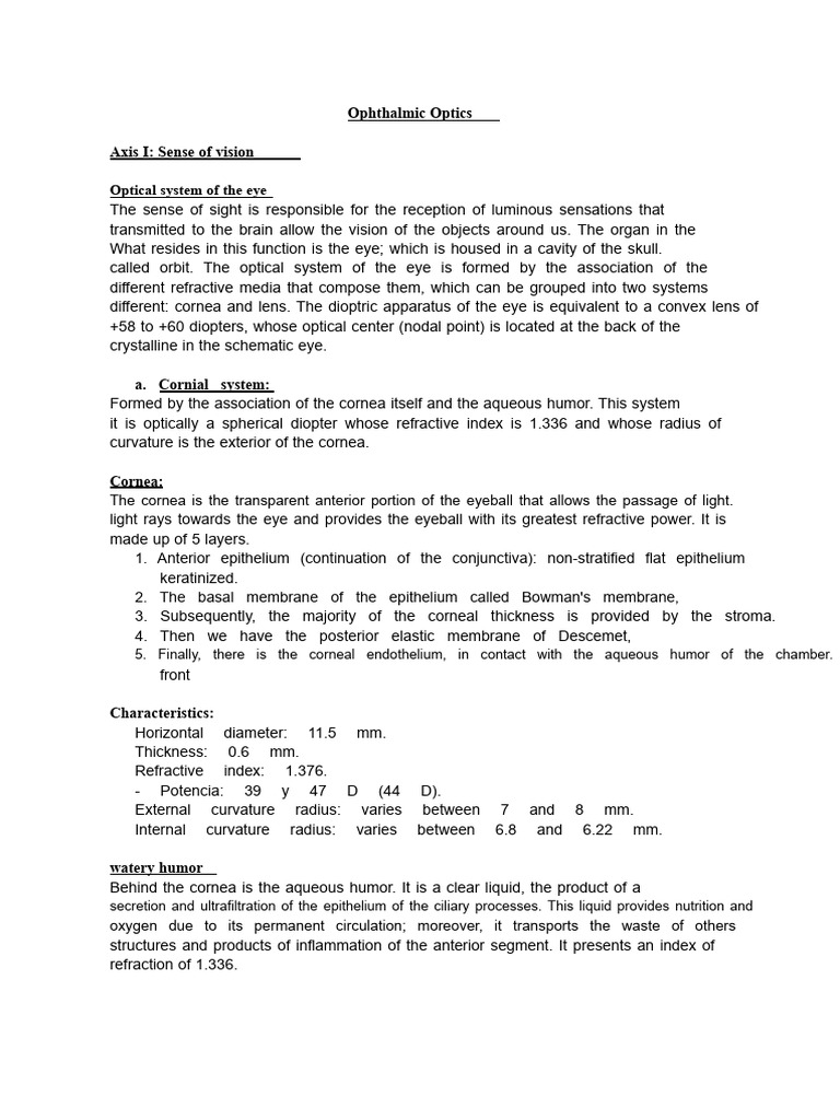 OPTICS | PDF | Ultraviolet | Cornea