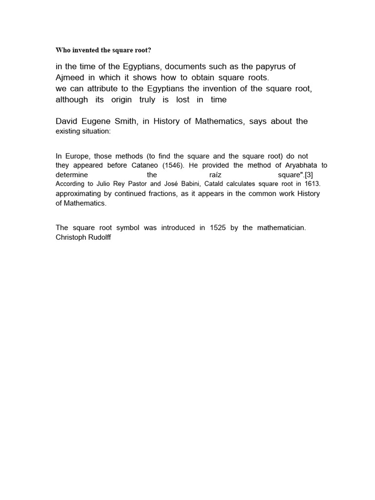 History of Square Root Invention | PDF