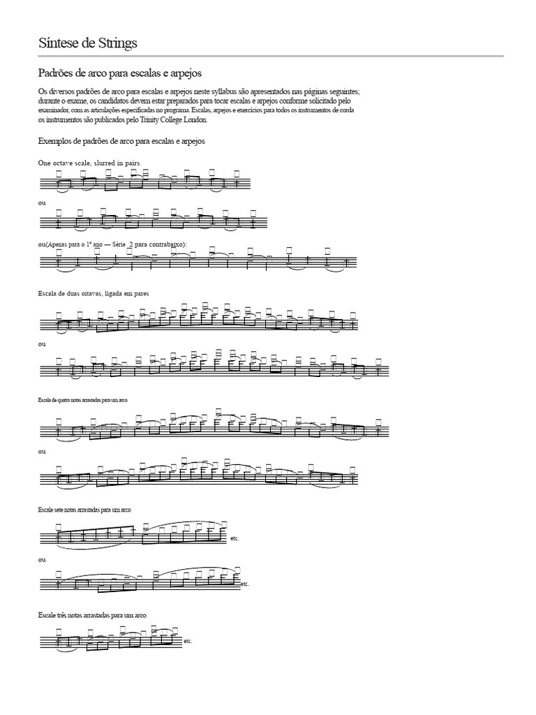 Padrões de Arco para Escalas e Arpejos | PDF | Instrumentos de corda ...
