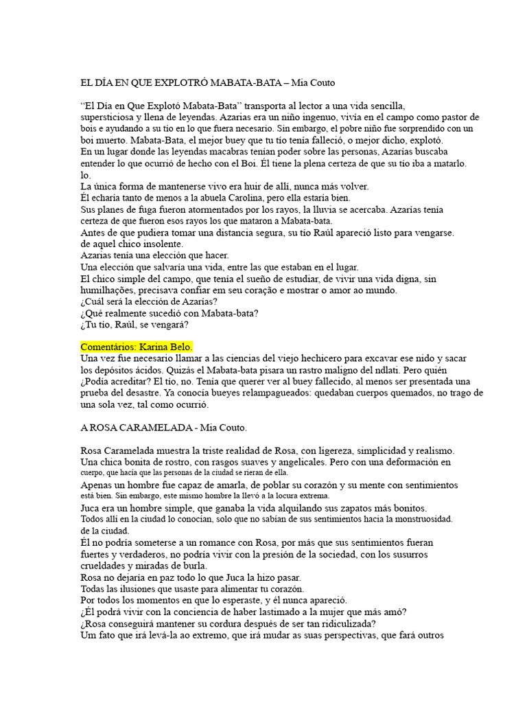 Mabata-Bata: El misterio del buey explotado | PDF | Amor