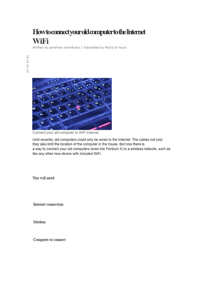 How To Connect Your Old Computer To WiFi Internet | PDF | Wi Fi ...