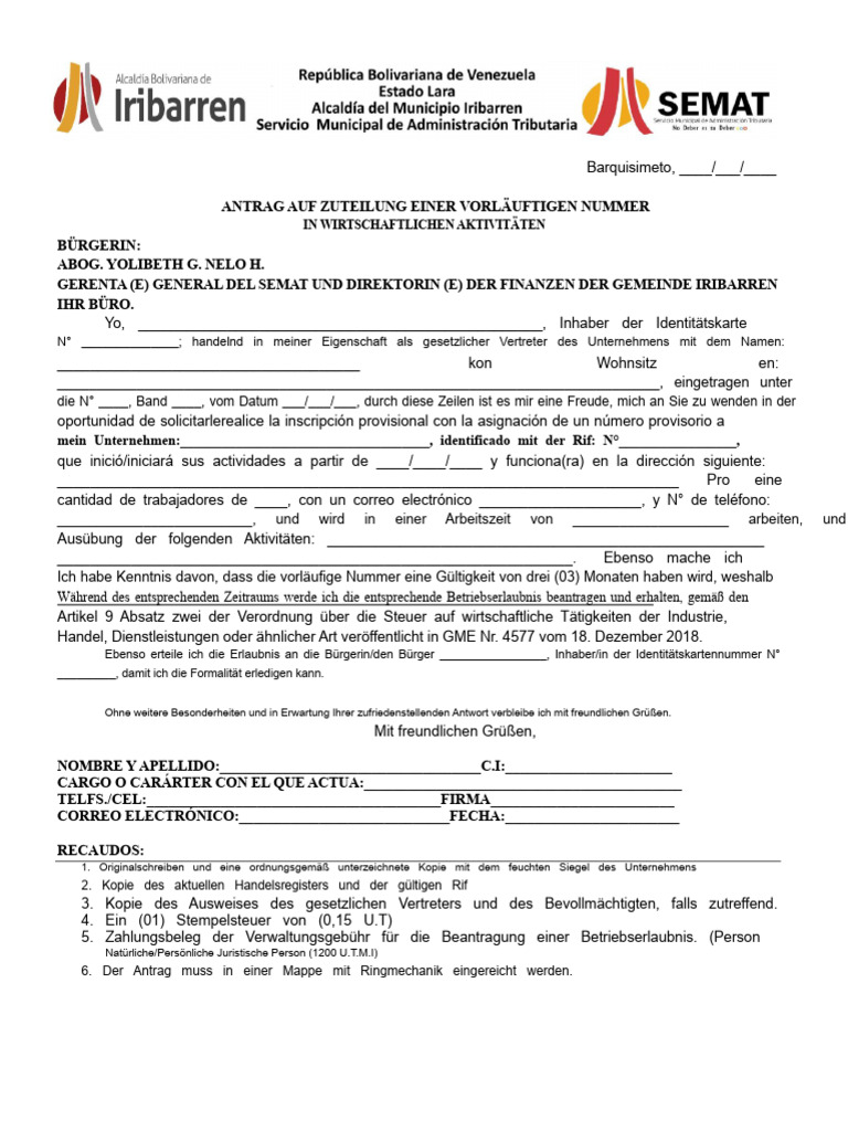 1de9c Antrag Auf Vorläufige Nummer | PDF