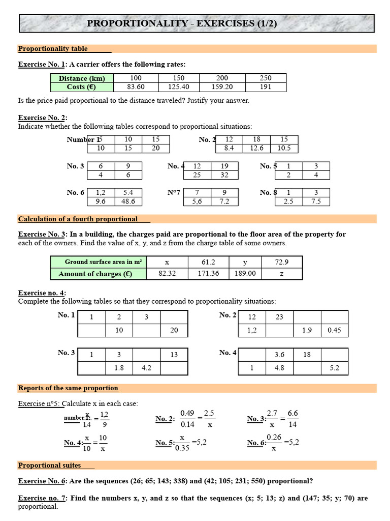 Exercises On Proportionality Exercises On Proportionality | PDF | Speed