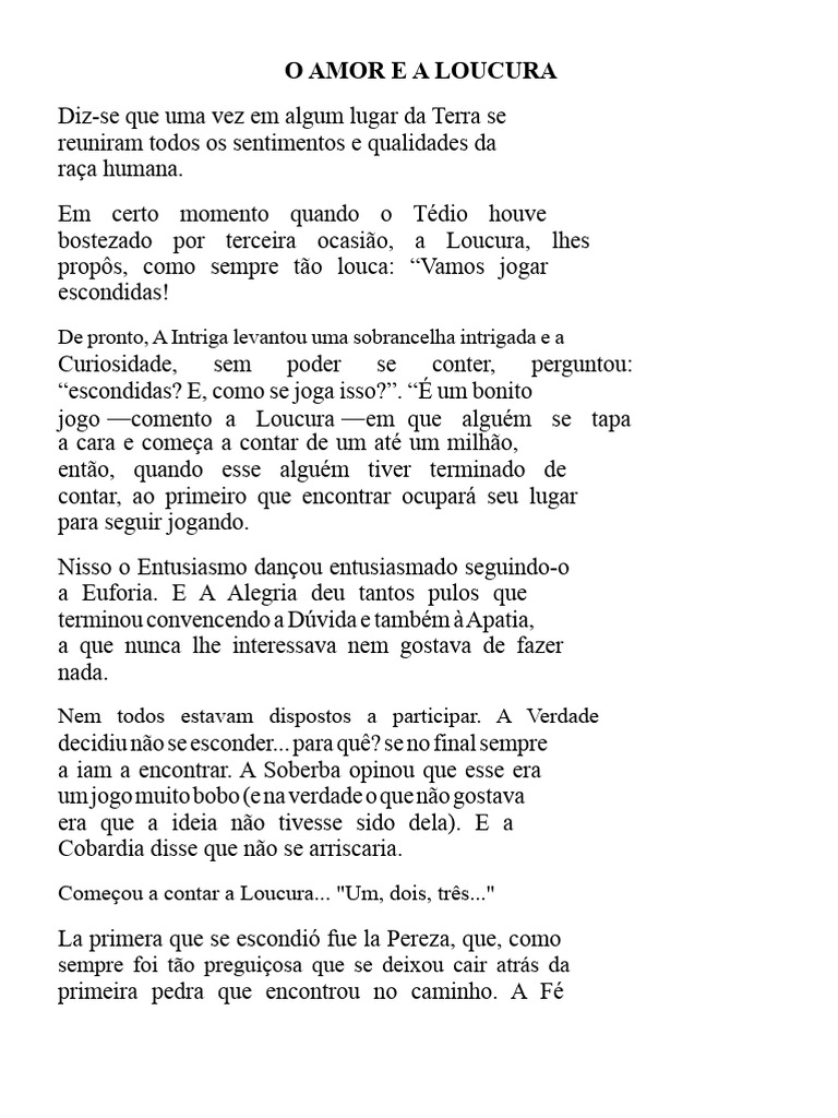 Amor e Loucura: O Jogo dos Sentimentos | PDF | Amor