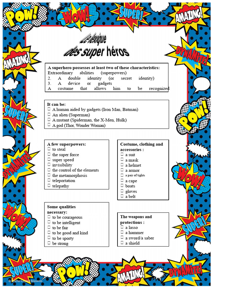 Characteristics of Superheroes Explained | PDF