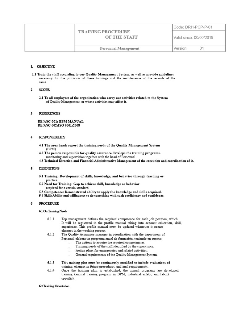 Staff Training Procedure Overview | PDF | Quality Management | Quality ...