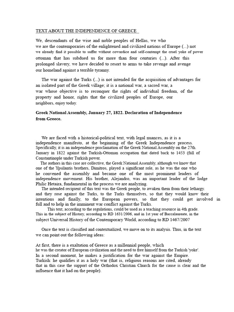 Greece's 1822 Independence Declaration | PDF | Greece | Liberalism