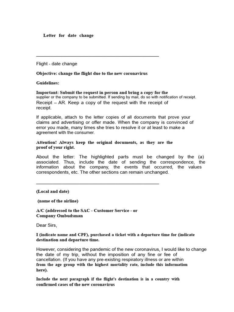 Flight Date Change Request Template | PDF | Justice | Crime & Violence