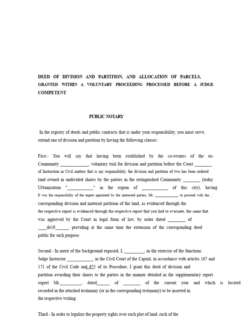 Deed of Division and Partition | PDF | Deed | Civil Law (Common Law)