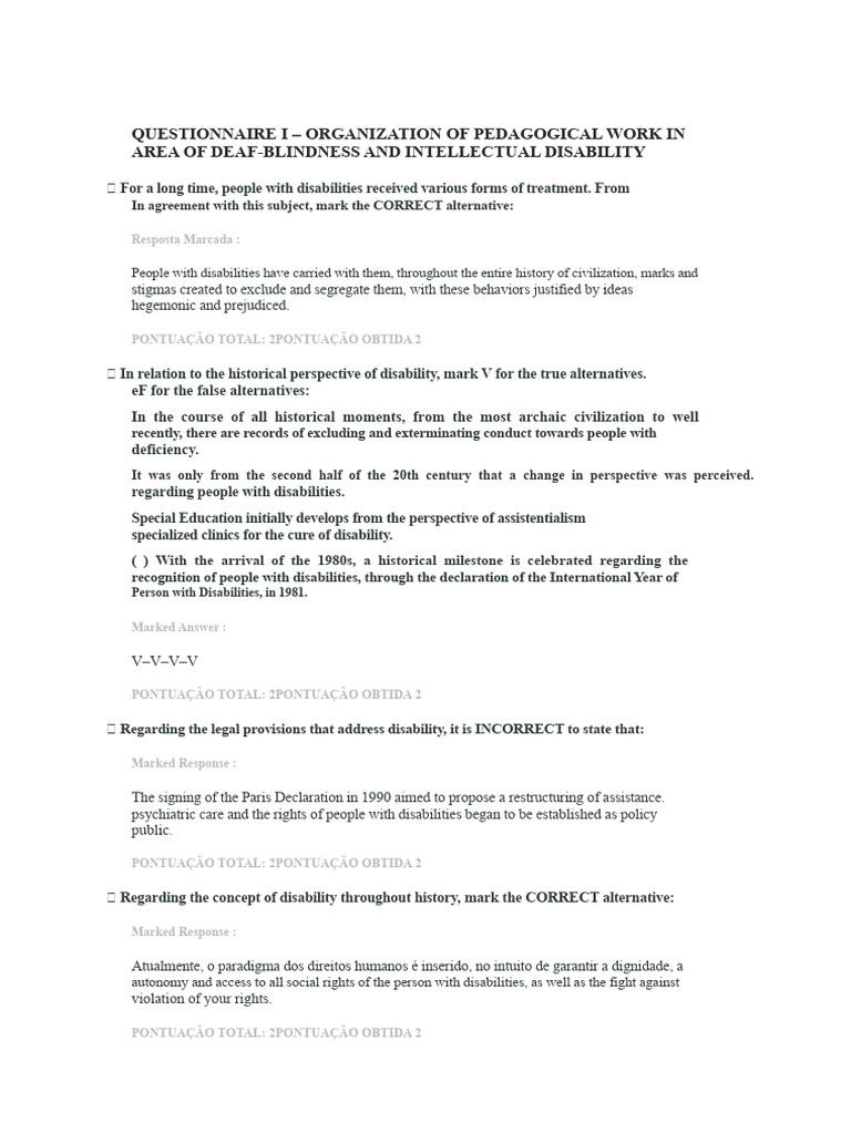 Questionnaire I - Organization of Pedagogical Work in The Field of Deaf ...