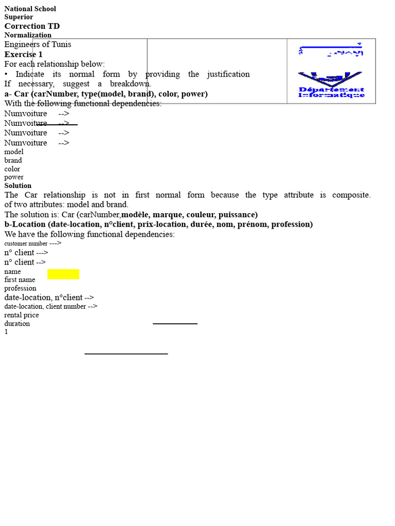 Database Normalization Exercises and Solutions | PDF | Information ...