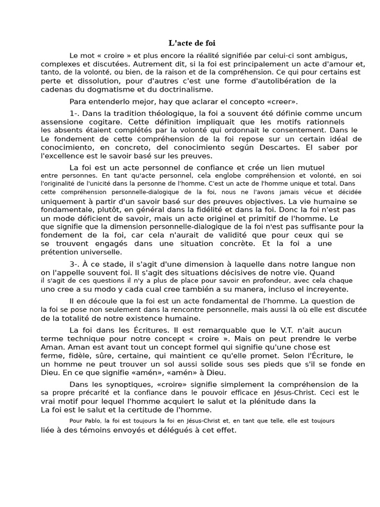 La foi : acte personnel et universel | PDF | Foi | Dieu