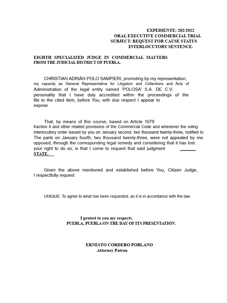 Written To Cause State The Interlocutory Sentence | PDF
