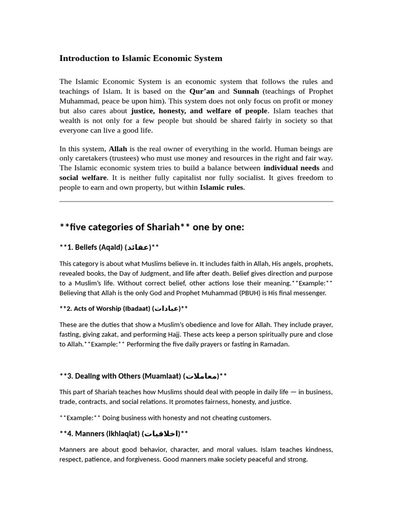 Overview of Islamic Economic Principles | PDF | Prophets And Messengers ...