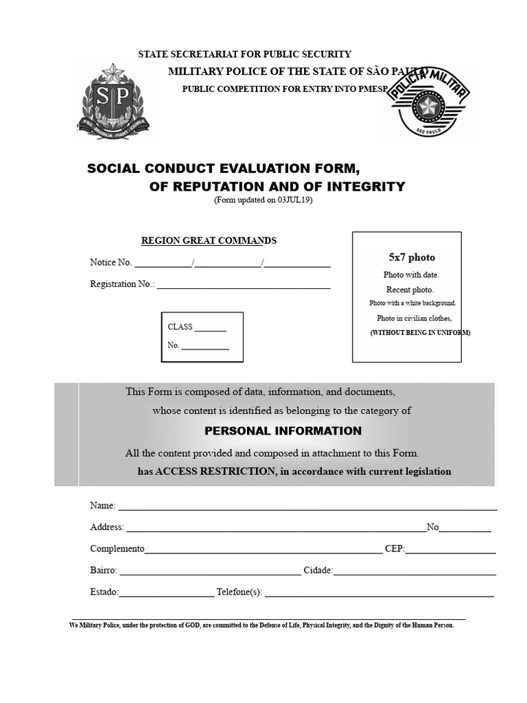 Social Conduct Assessment Form FACSRI 15JAN20 | PDF | Adhesive