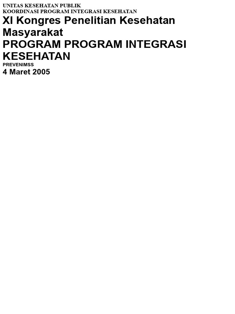 Program Integrasi Kesehatan Publik IMSS | PDF