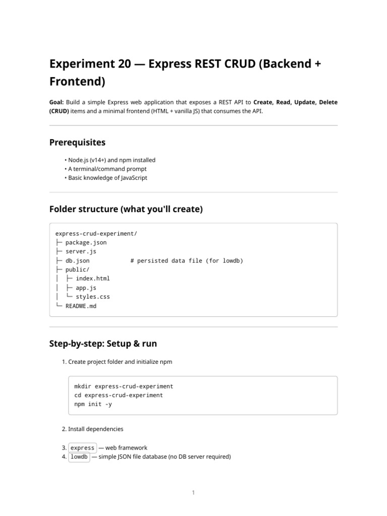 Express REST API CRUD Tutorial | PDF | Java Script | Computer File