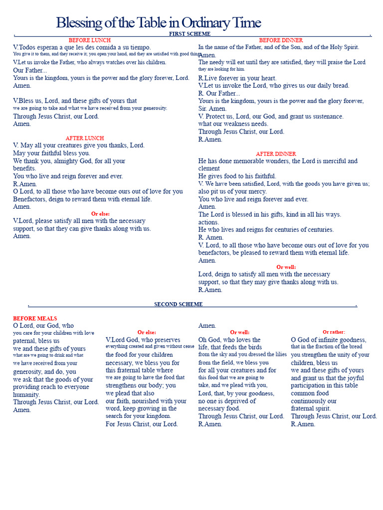 Blessing of The Table | PDF | God The Father | Lord's Prayer